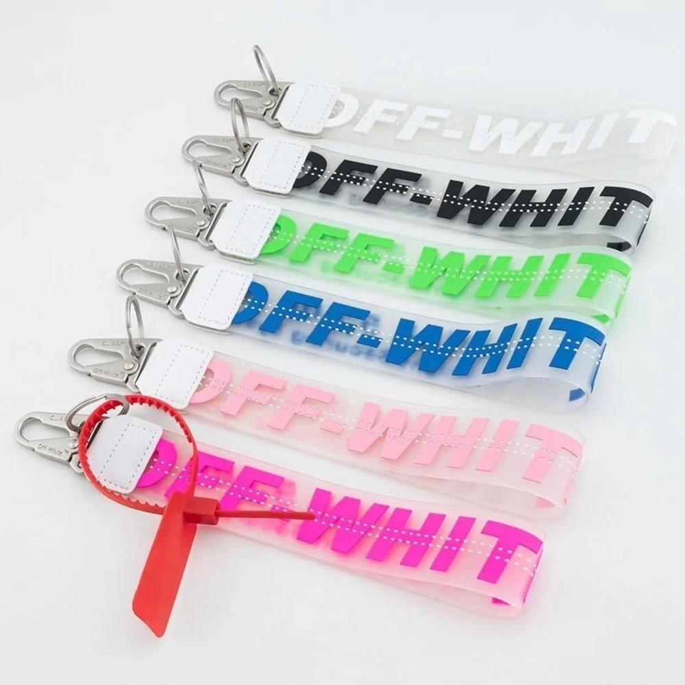 New Off-White clear w/Green Key Lanyard